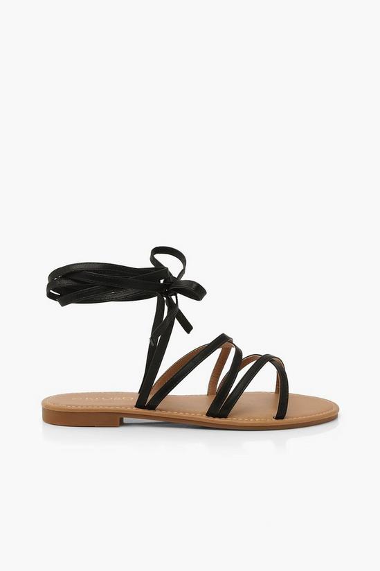 boohoo Strappy Ankle Tie Flat Sandals 2