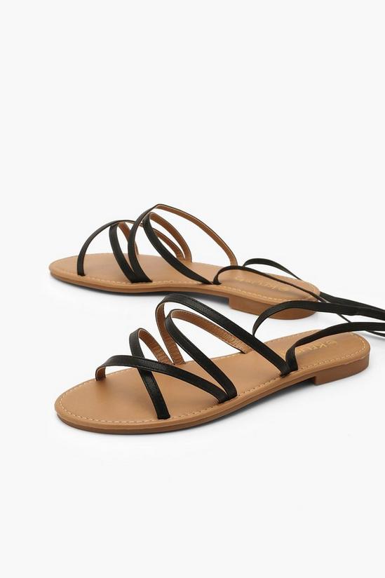 boohoo Strappy Ankle Tie Flat Sandals 3