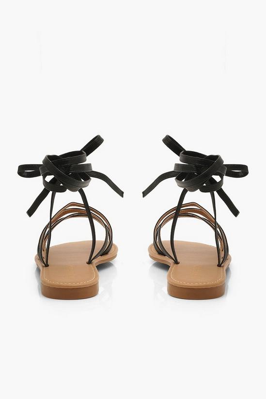 boohoo Strappy Ankle Tie Flat Sandals 4