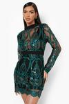 boohoo Sequin Damask Cupped Mini Party Dress thumbnail 1