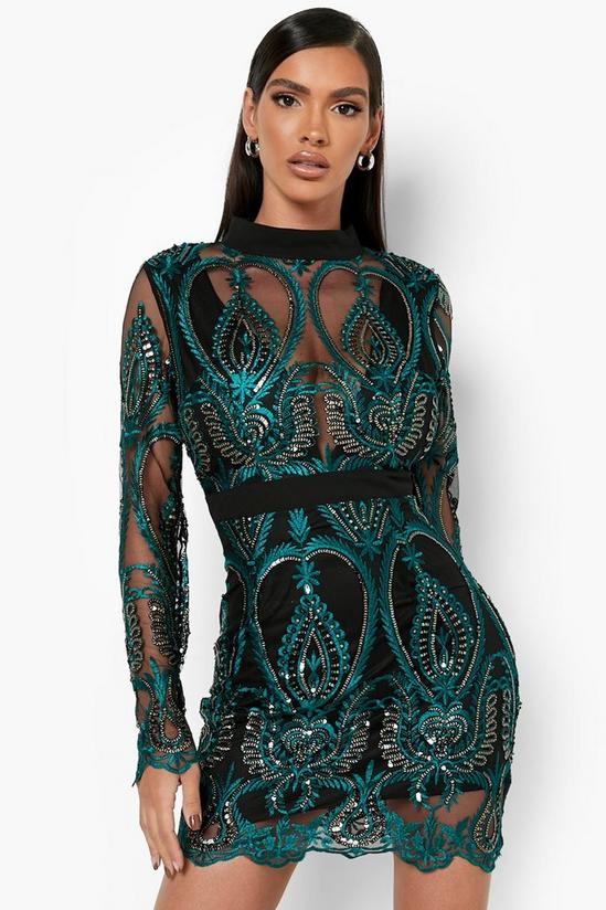 boohoo Sequin Damask Cupped Mini Party Dress 4