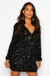 boohoo Sequin Plunge Oversized Shift Party Dress thumbnail 1
