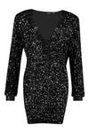 boohoo Sequin Plunge Oversized Shift Party Dress thumbnail 3