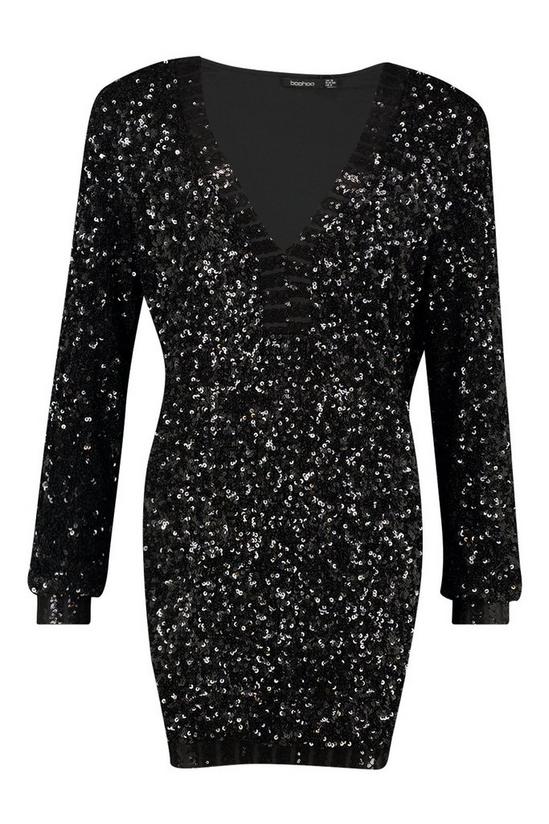 boohoo Sequin Plunge Oversized Shift Party Dress 3