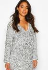 boohoo Sequin Plunge Oversized Shift Party Dress thumbnail 4
