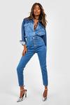 boohoo Basics High Waisted Exposed Button Skinny Jeans thumbnail 1