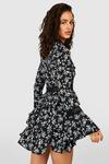 boohoo High Neck Floral Tiered Skater Dress thumbnail 2