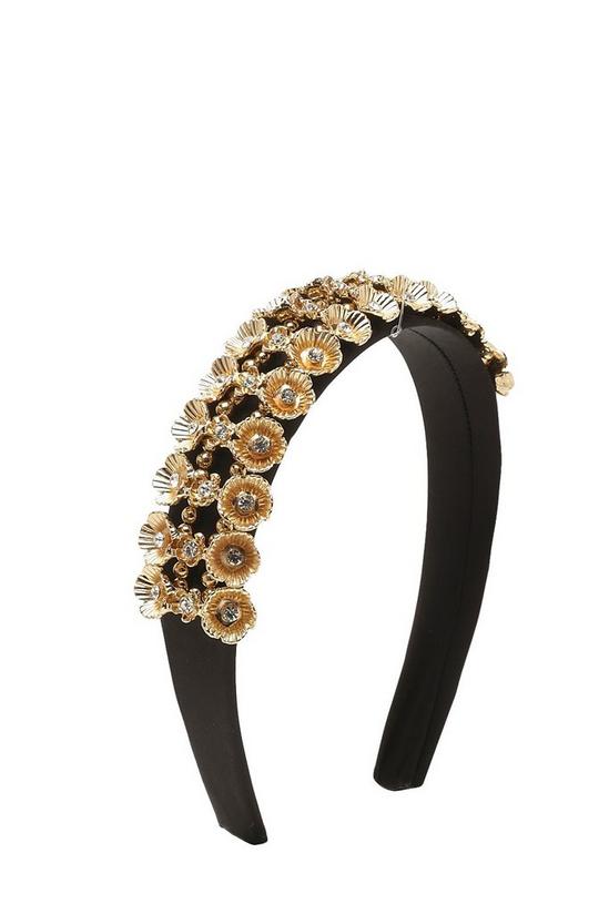 boohoo Gold Flower Premium Embellished Headband 2
