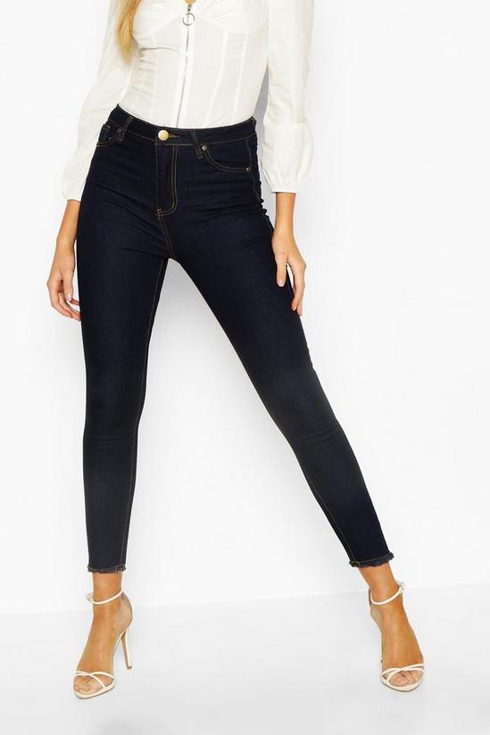 boohoo Basics High Waist Frayed Hem Skinny Jeans 4
