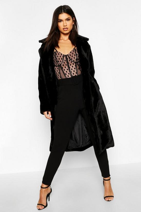 boohoo Textured Faux Fur Belted Coat 1