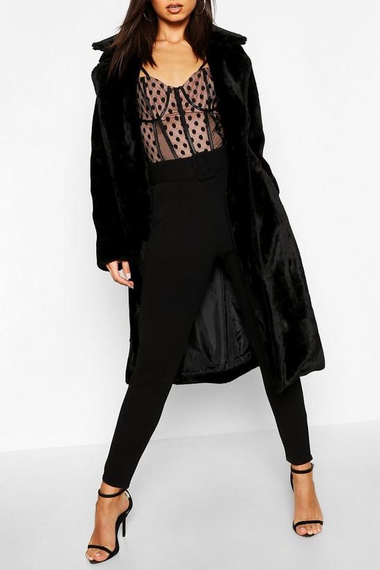 boohoo Textured Faux Fur Belted Coat 4