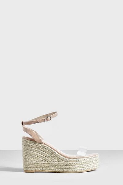 Clear Strap Two Part Espadrille Wedges