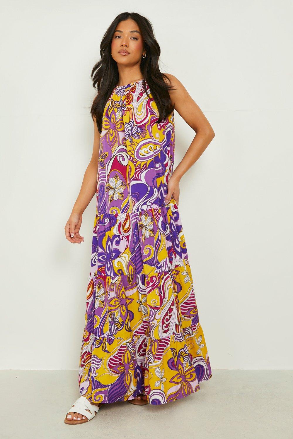 Petite Abstract Floral Swing Maxi Dress