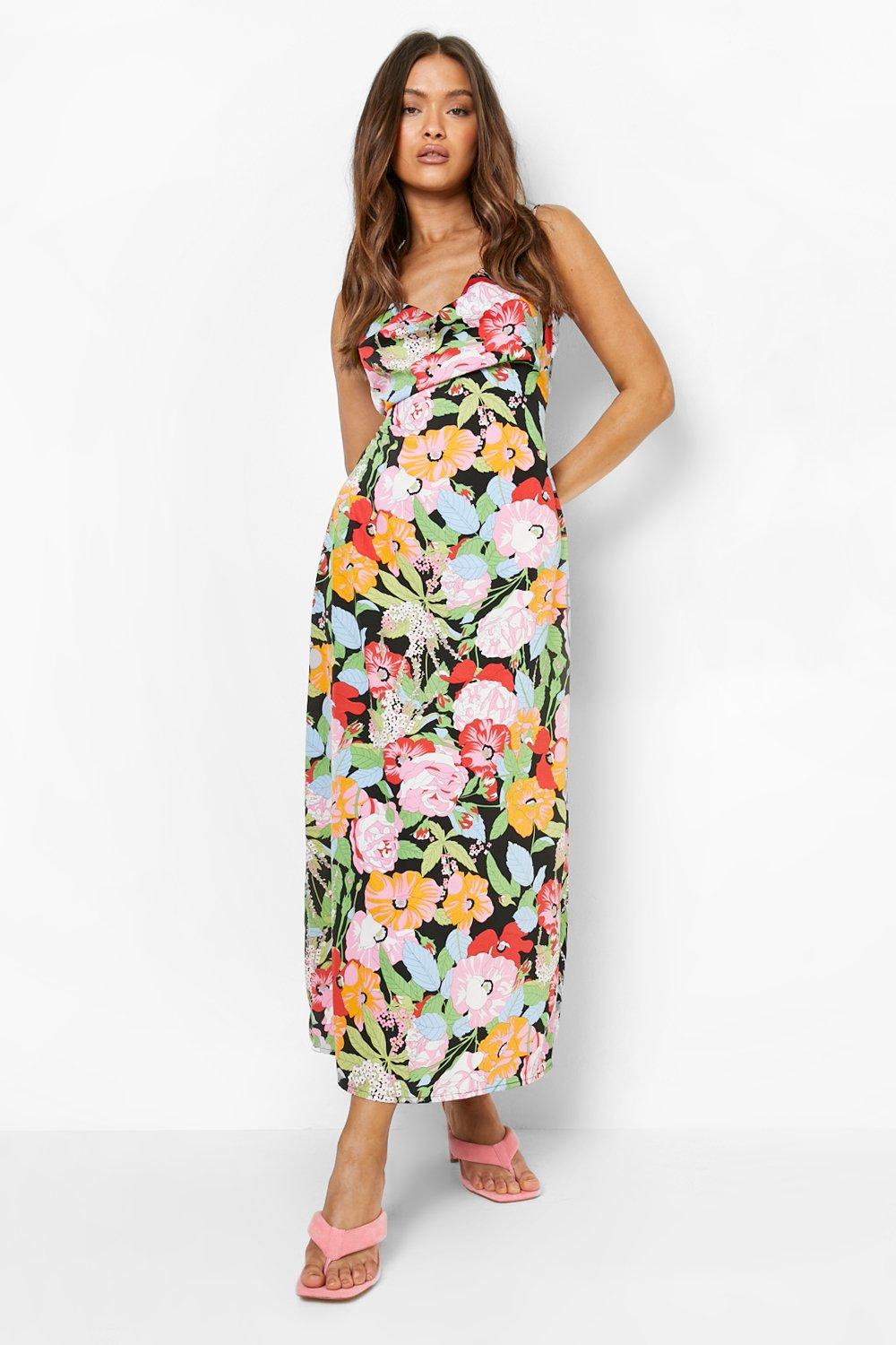 Floral Strappy Maxi Slip Dress