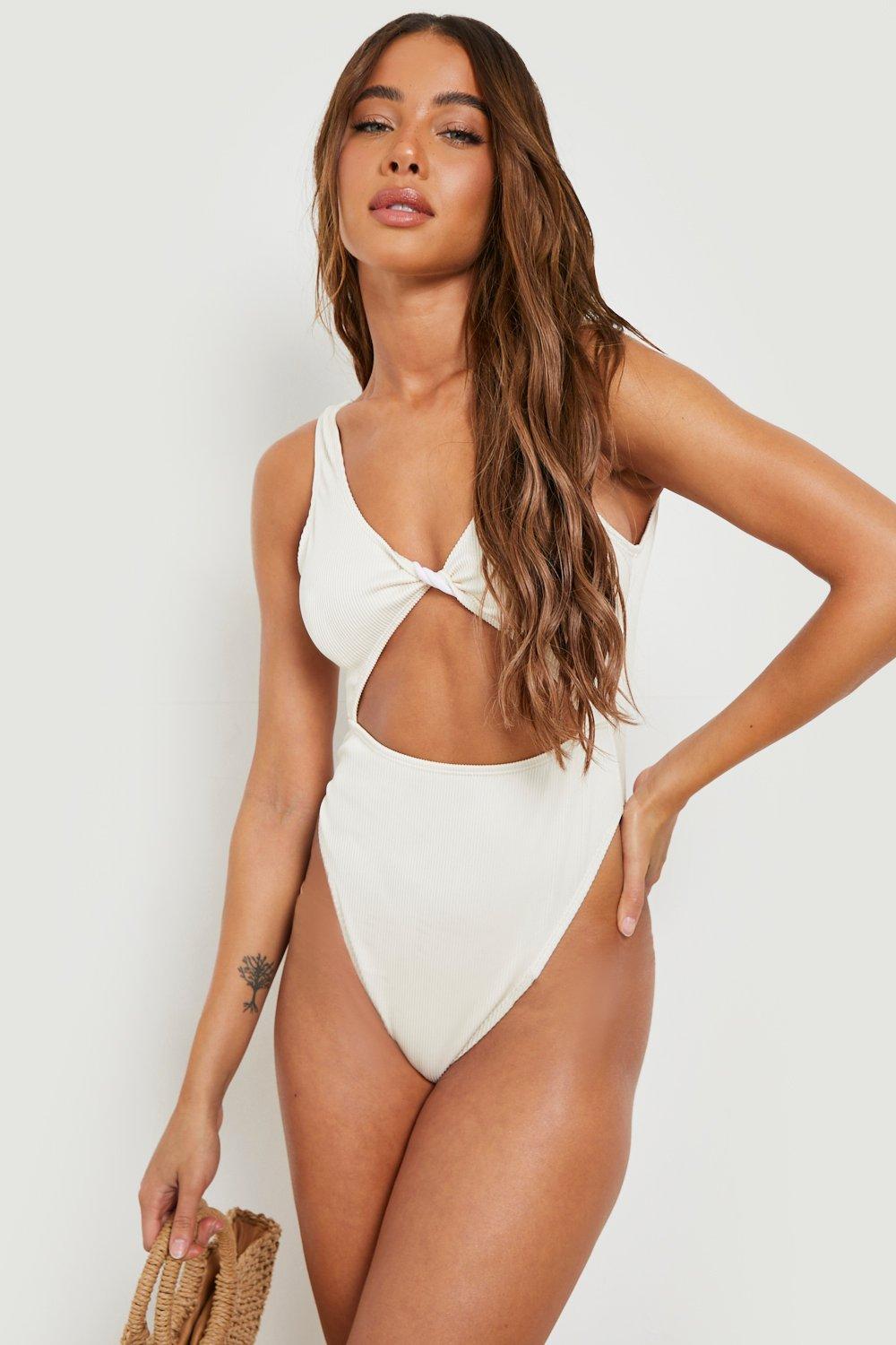 Recycled Rib Cut Out Twist Swimsuit