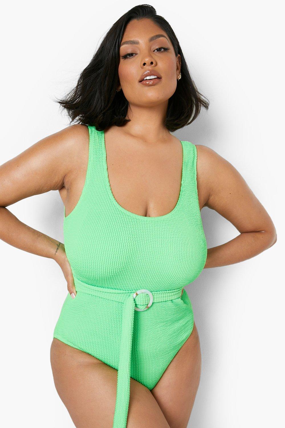 Plus Crinkle Belted Swimsuit