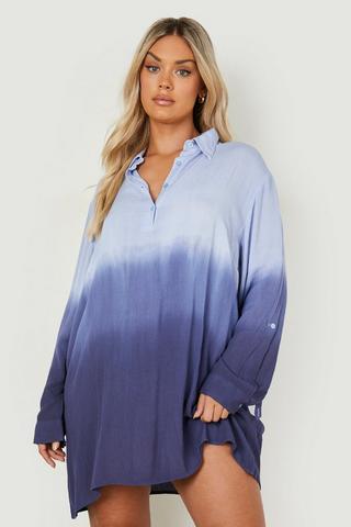Product Plus Ombre Cheesecloth Beach Shirt blue