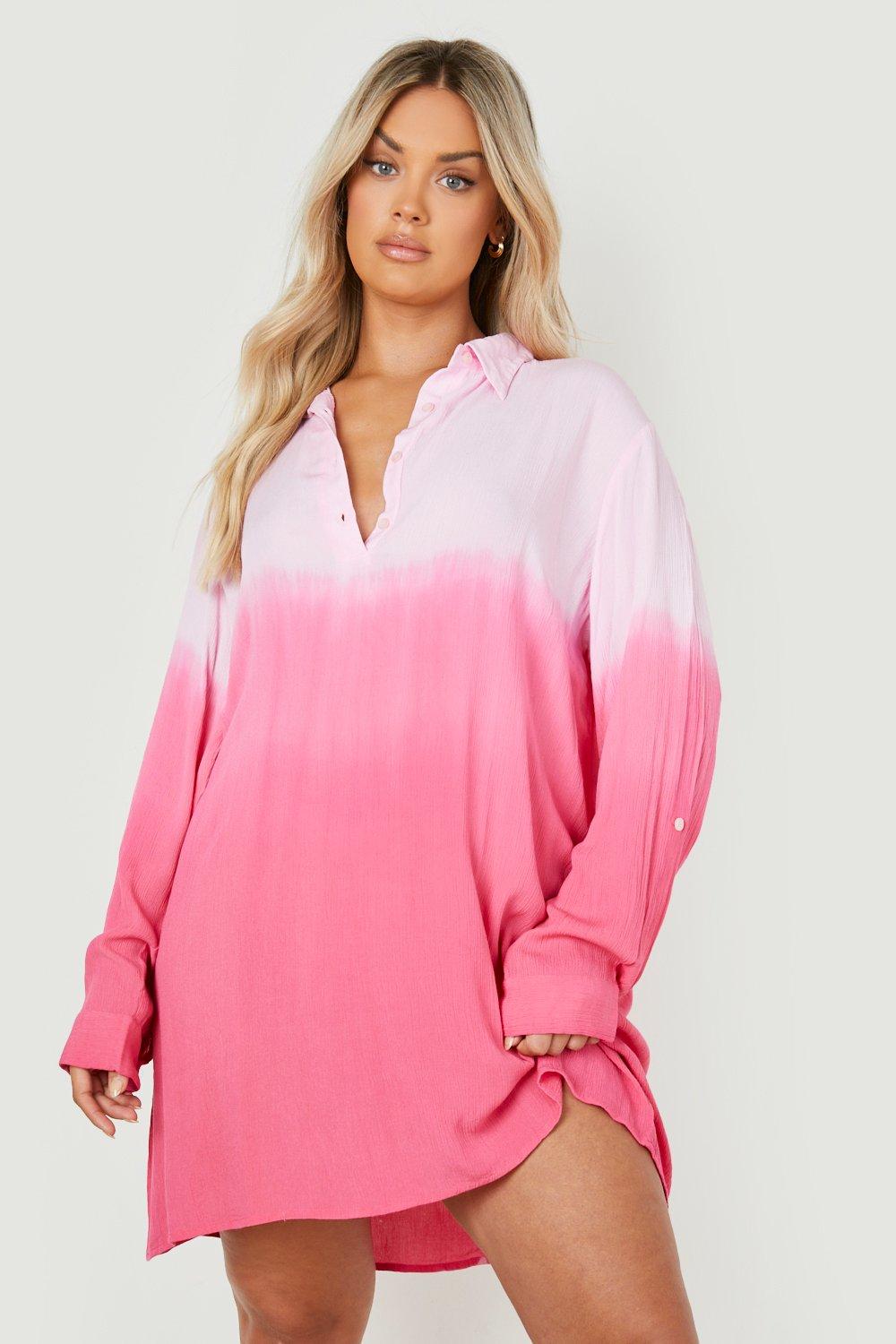 Plus Ombre Cheesecloth Beach Shirt