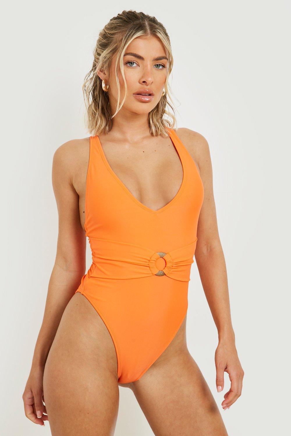 Wooden O-ring Belted Swimsuit