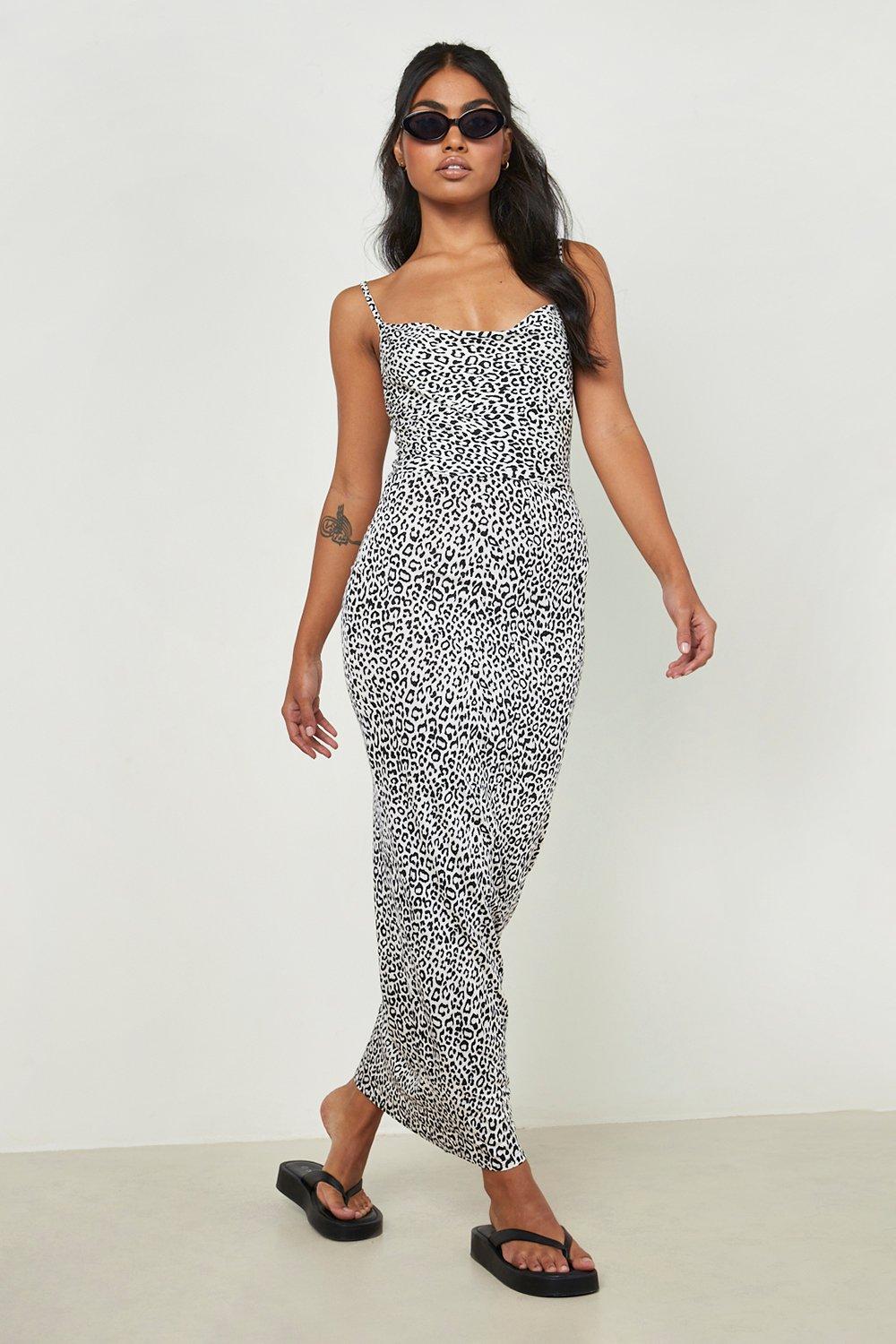 Cowl Neck Maxi Dress Leopard Print
