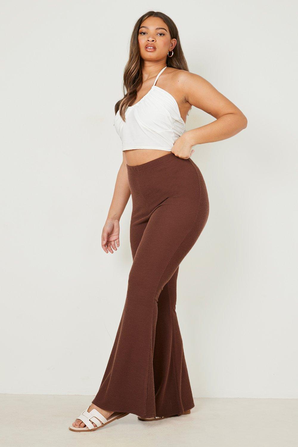 Petite Ripple Rib Flared Pants