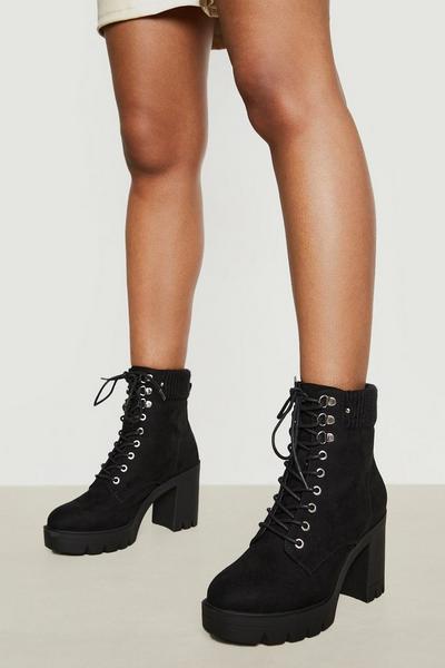 Ankle Detail Heeled Hiker Boots