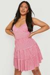 boohoo Plus Gingham Strappy Tiered Skater Dress thumbnail 4