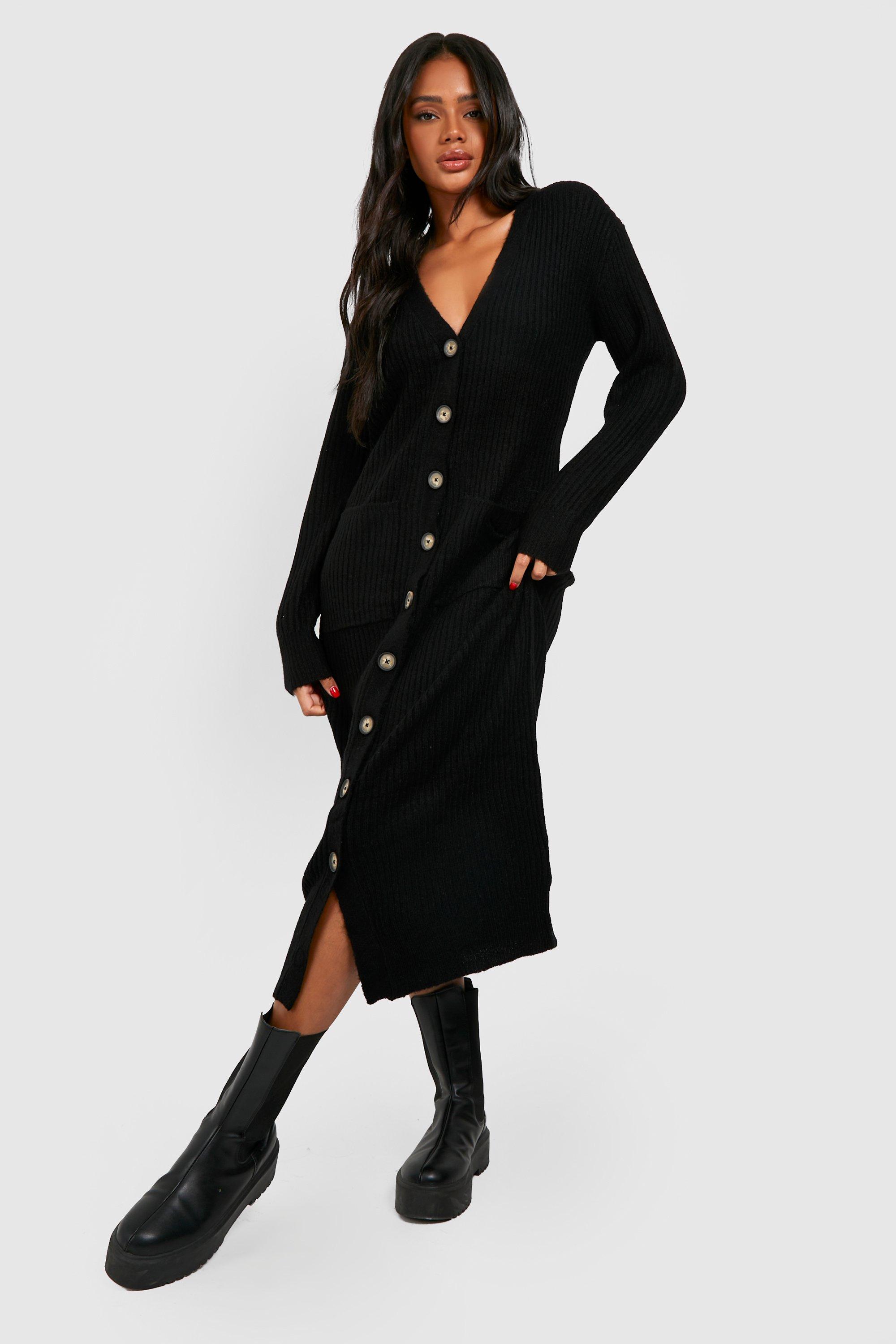 Soft Knit Button Through Midi Knitted Dress