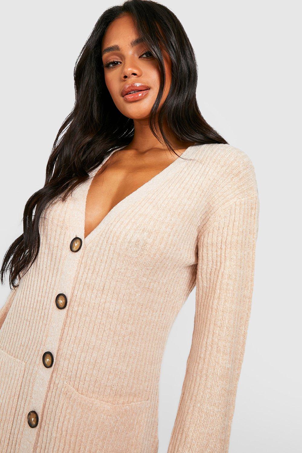 Soft Knit Button Through Midi Knitted Dress