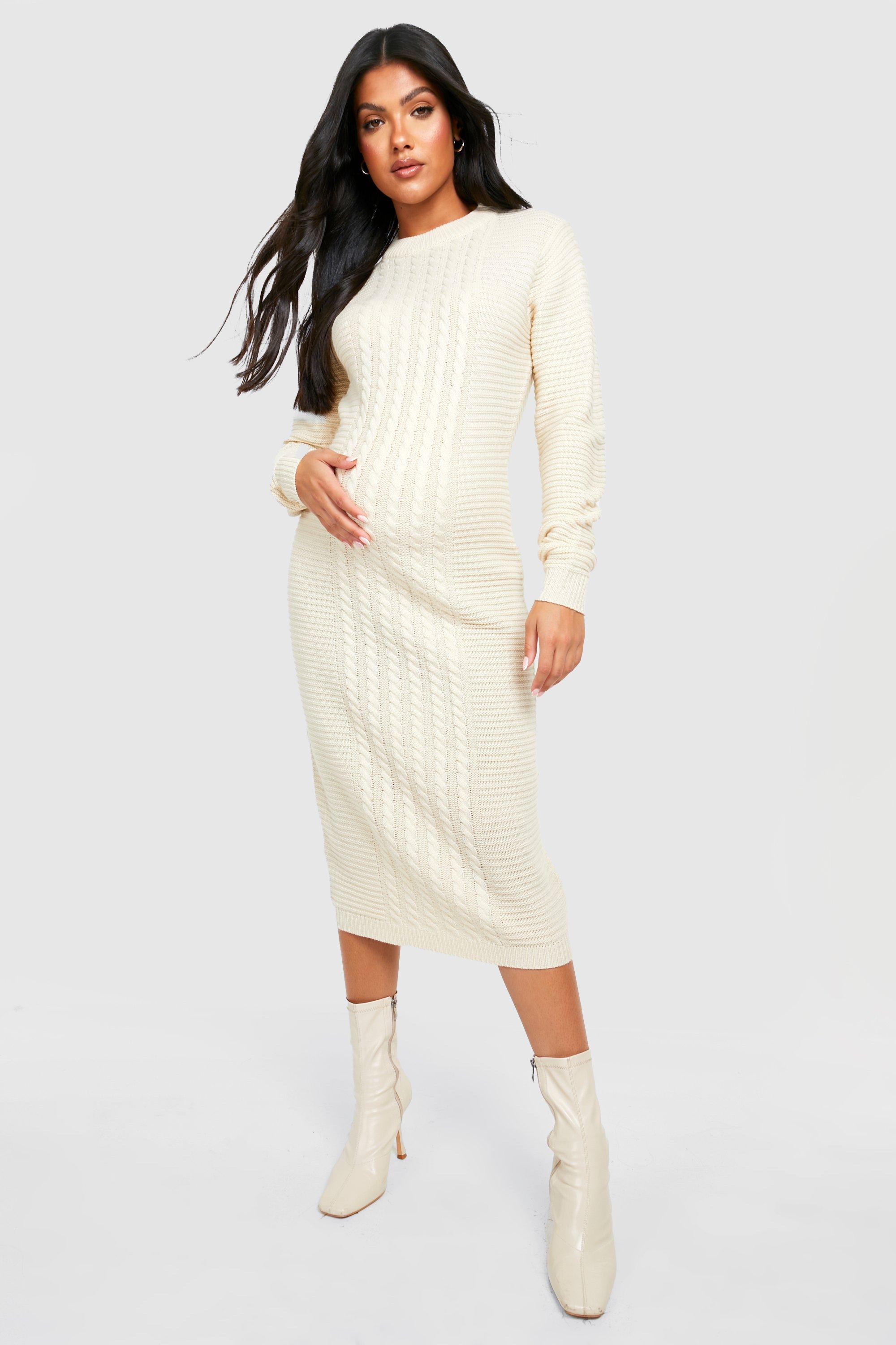 Maternity Cable Knit Knitted Midi Dress