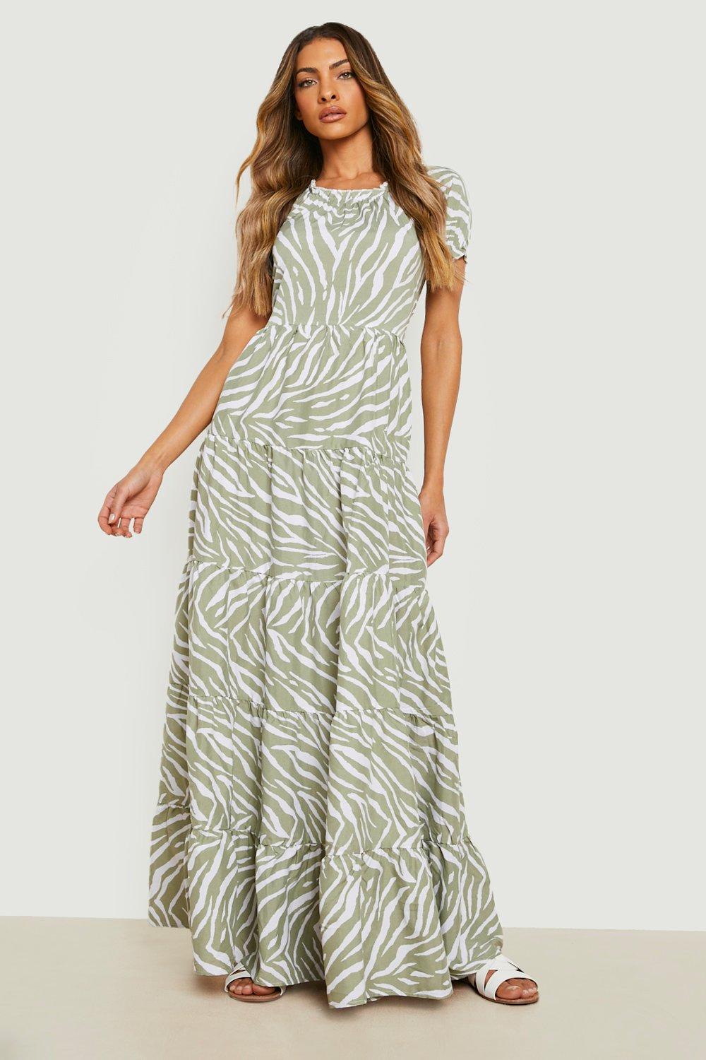 Zebra Tiered Maxi Dress