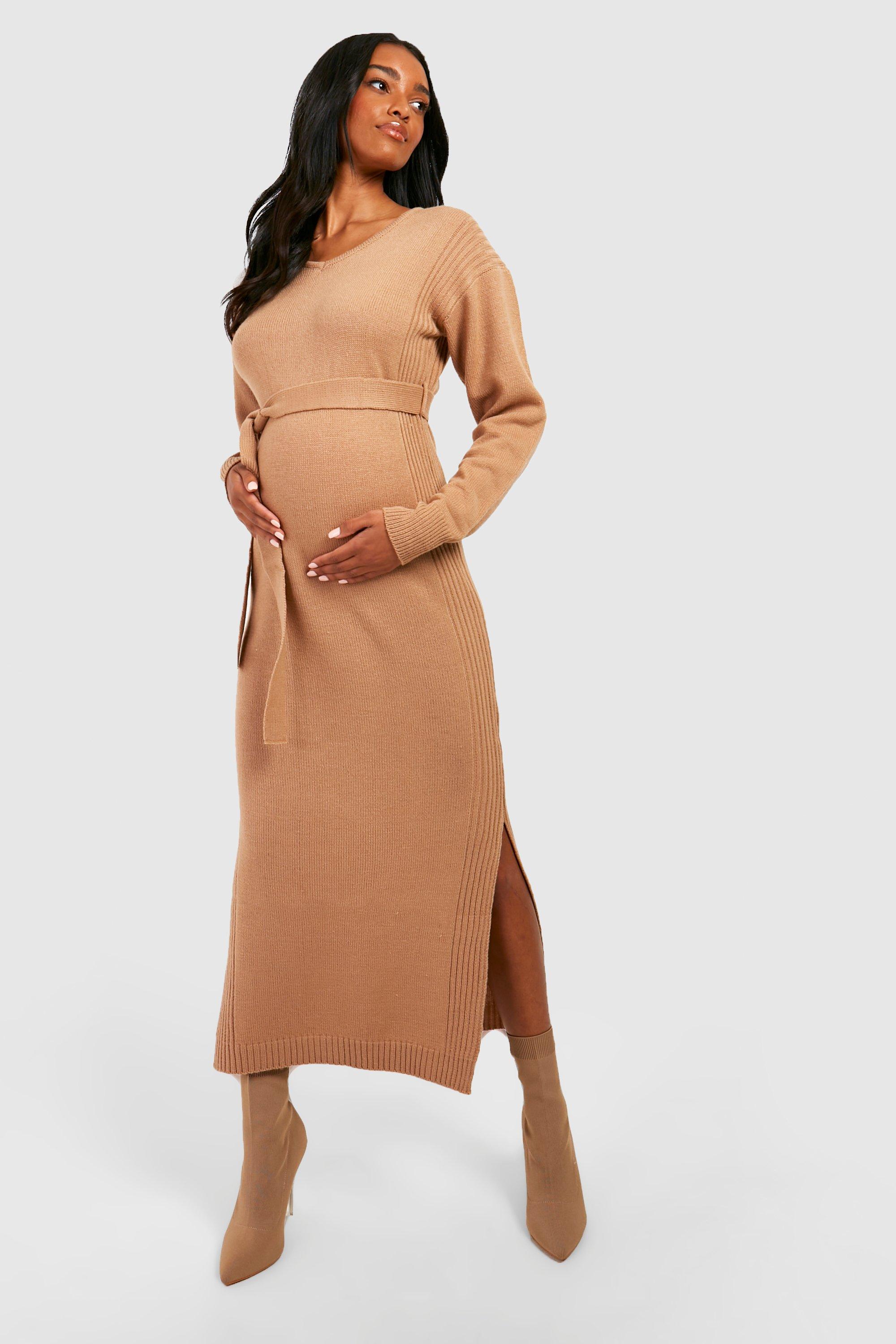 Maternity Knitted Split Midaxi Dress