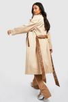 boohoo Petite Pu Contrast Belted Trench Coat thumbnail 2