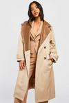 boohoo Petite Pu Contrast Belted Trench Coat thumbnail 3