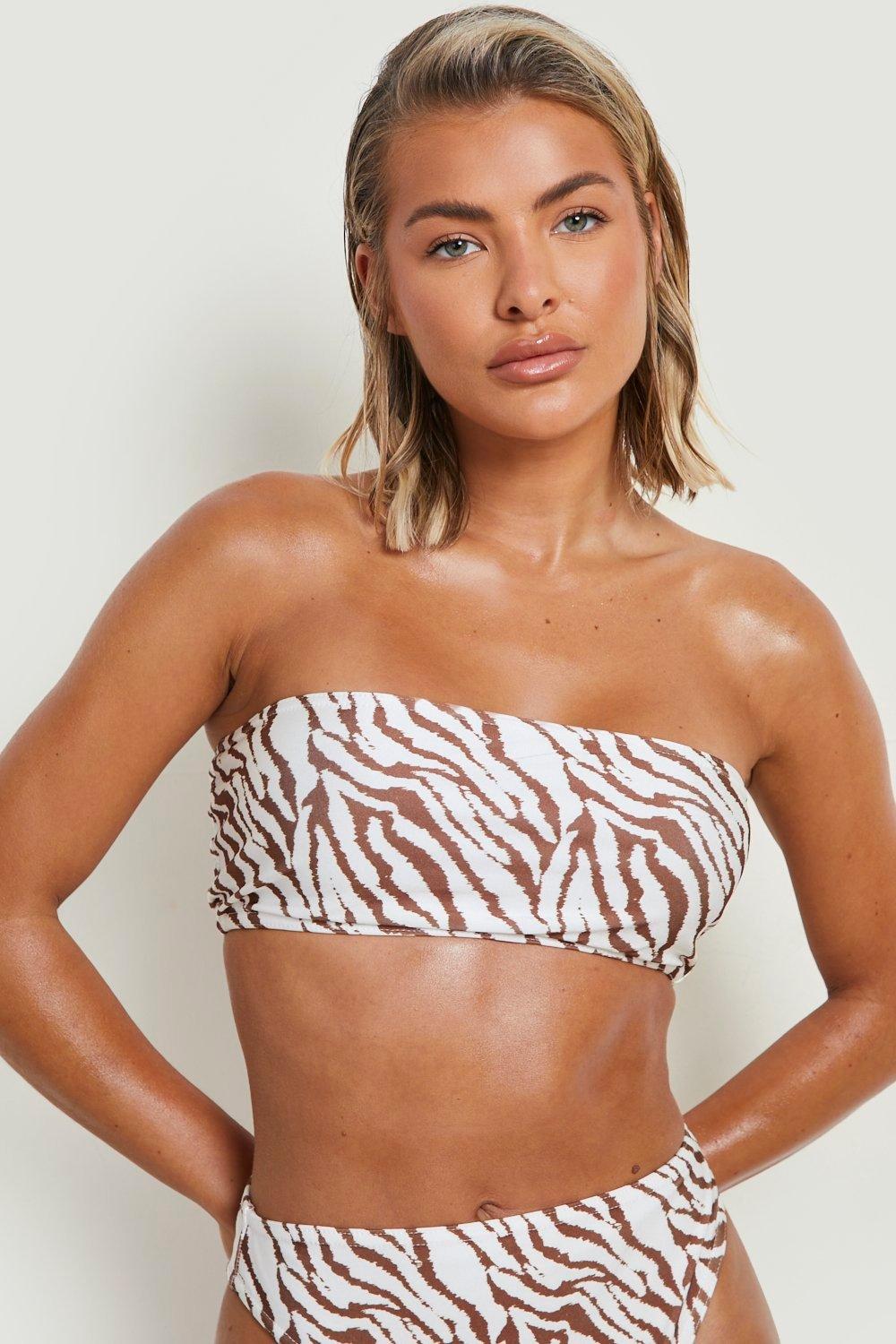 Tiger Print Bandeau Tube Bikini Top