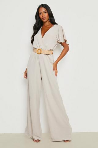 Product Tall Belted Angel Sleeve Jumpsuit stone