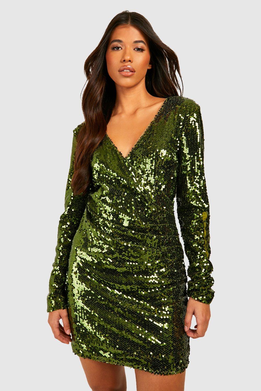 Tall Wrap Over Sequin Dress