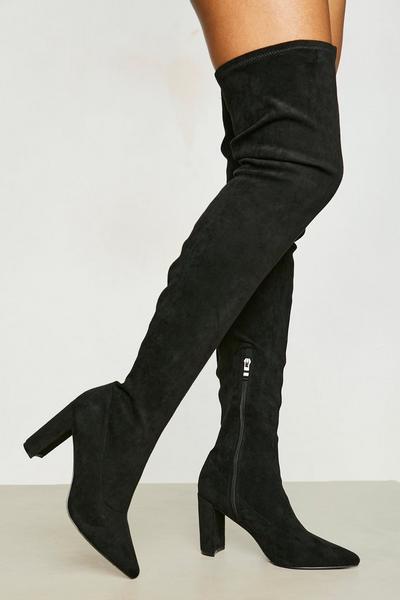 Wide Fit Block Over The Knee Pointed Boot