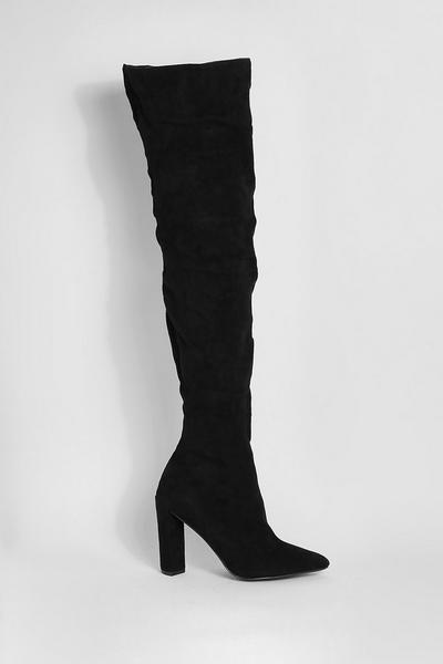 Wide Fit Over The Knee Heel Pointed Boots