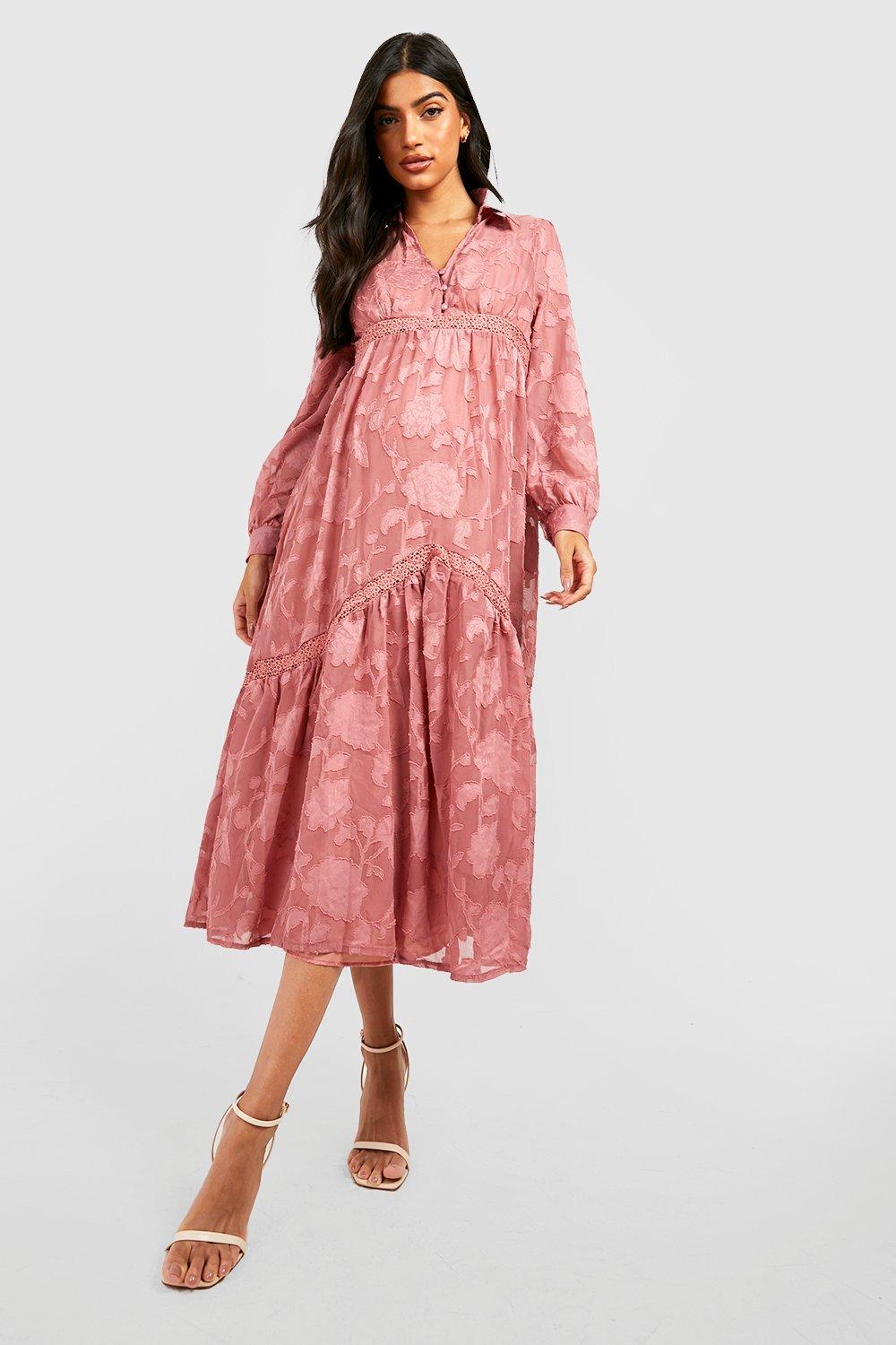 Maternity Floral Button Smock Midaxi Dress