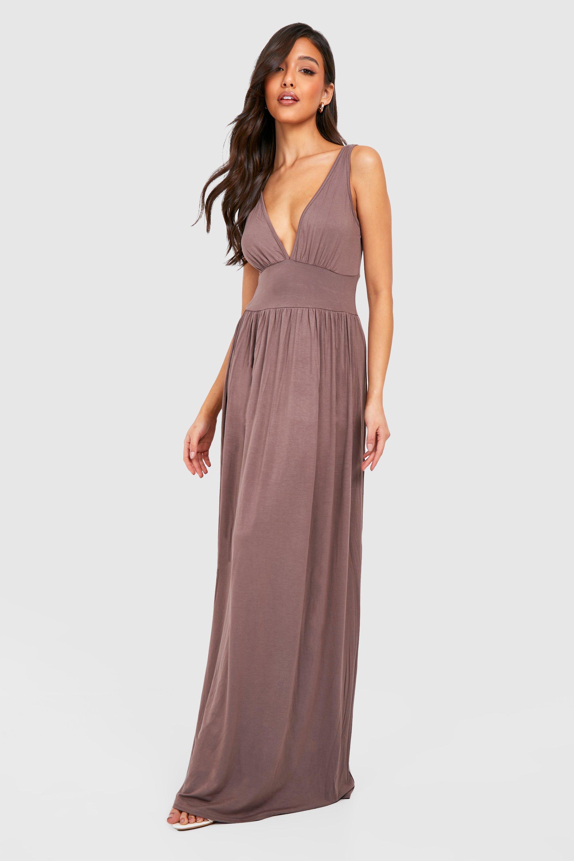 Plunge Detail Strappy Maxi Dress