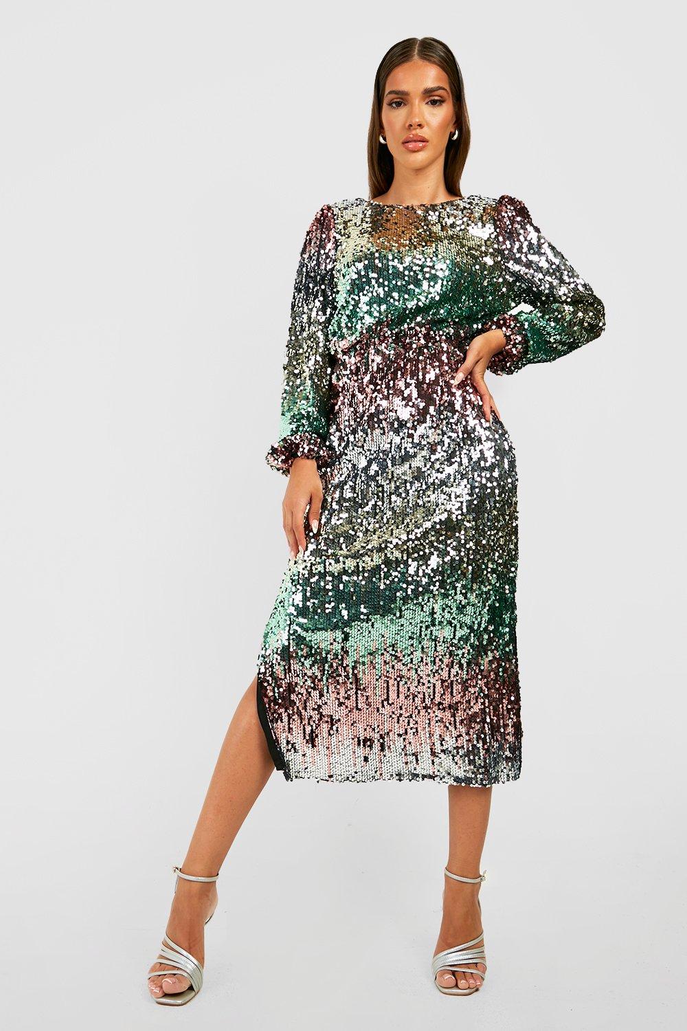 Sequin Ombre Midaxi Party Dress