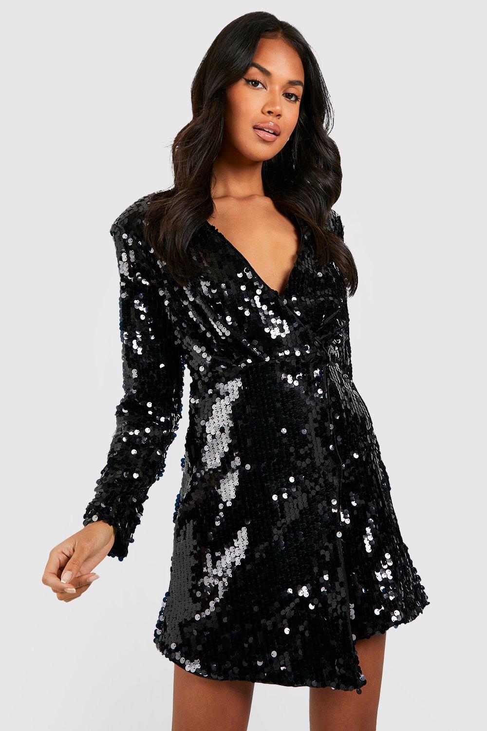 Sequin Shoulder Pad Blazer Party Dress