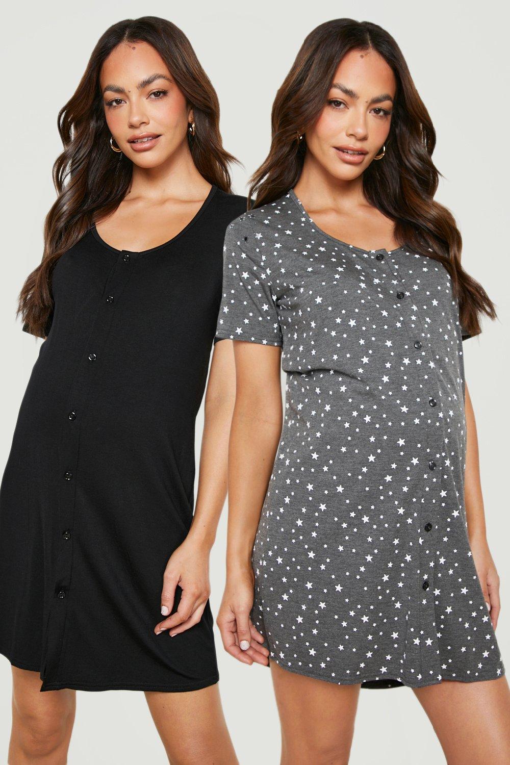 Maternity 2 Pack Star Button Front Nightie