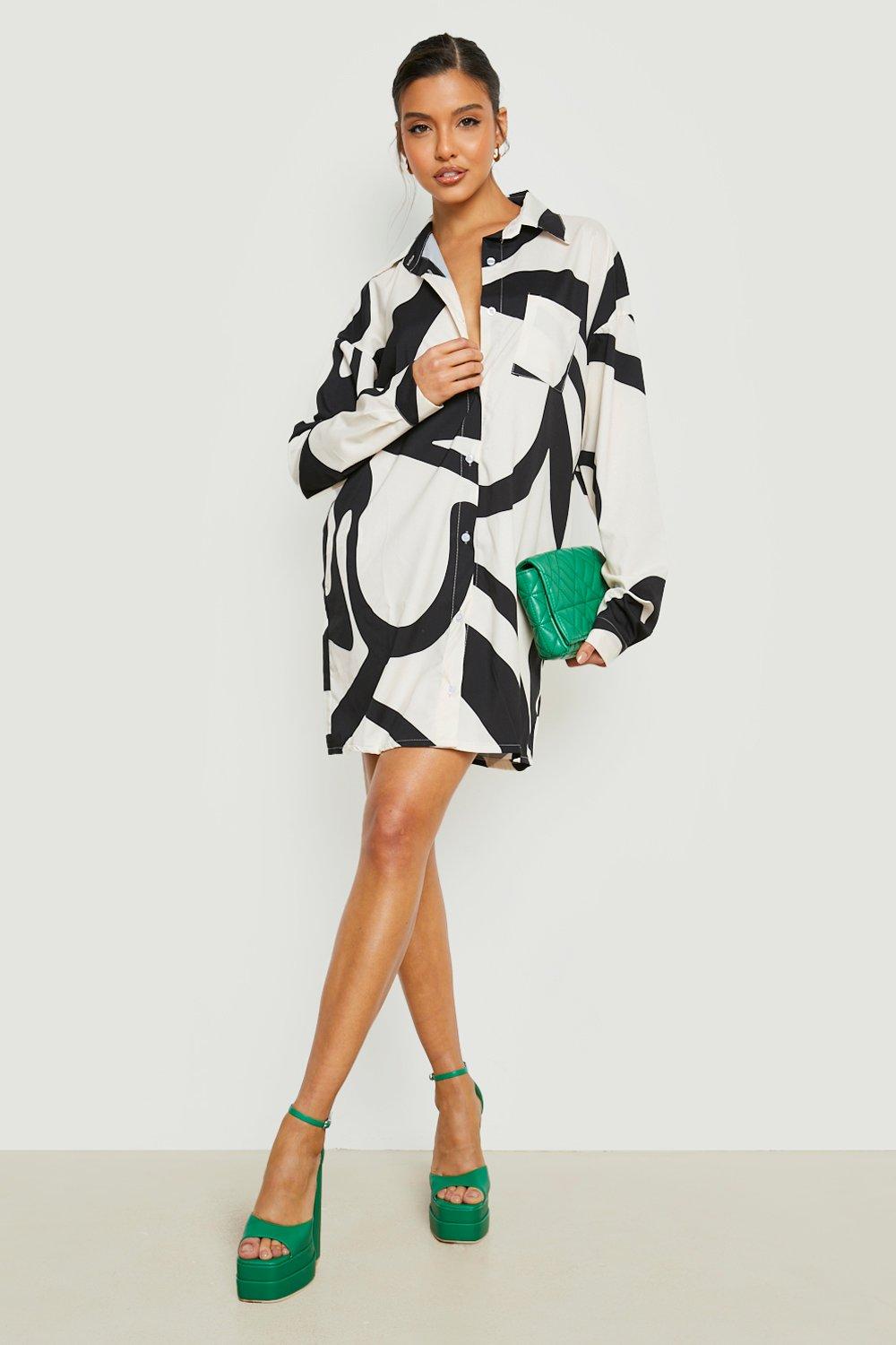 Abstract Print Relaxed Fit Shirt Dress