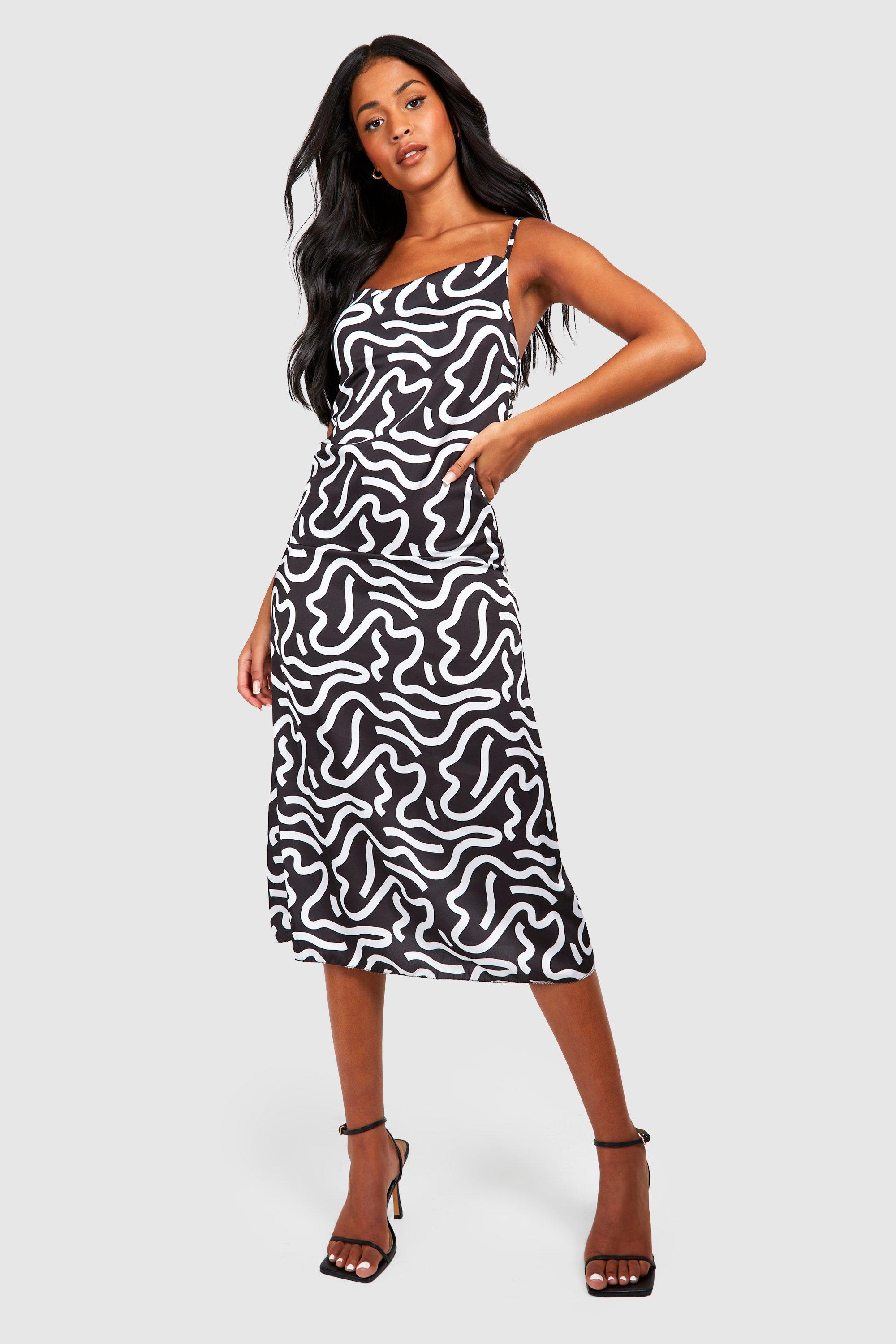 Tall Satin Abstract Print Cami Slip Dress