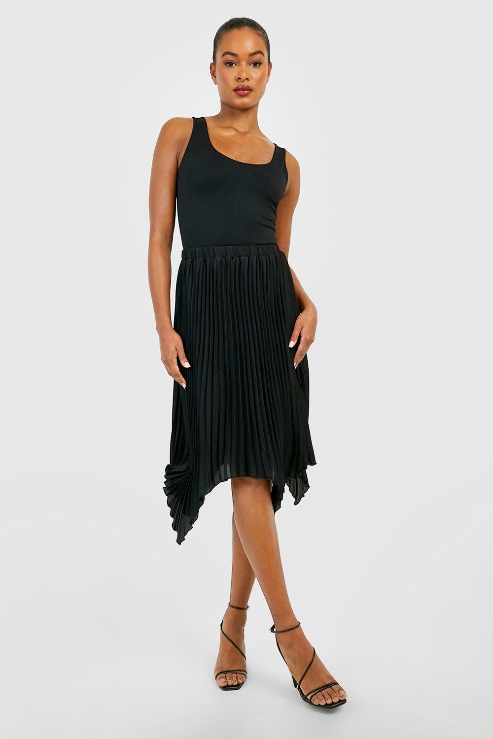 Skirts Tall Asymmetric Pleated Midi Skirt Boohoo 