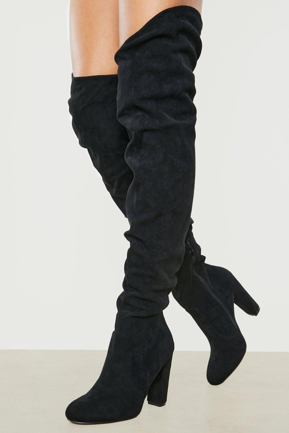 Boots | Super Thigh High Ruched Round Toe Boots | boohoo