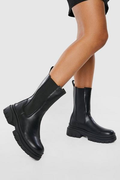 Tab Detail Chunky Chelsea Boots
