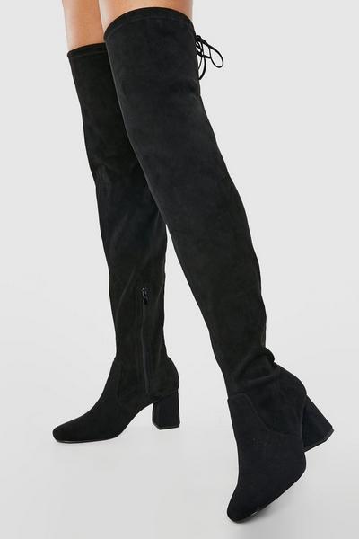 Wide Fit Over The Knee Block Heeled Boots